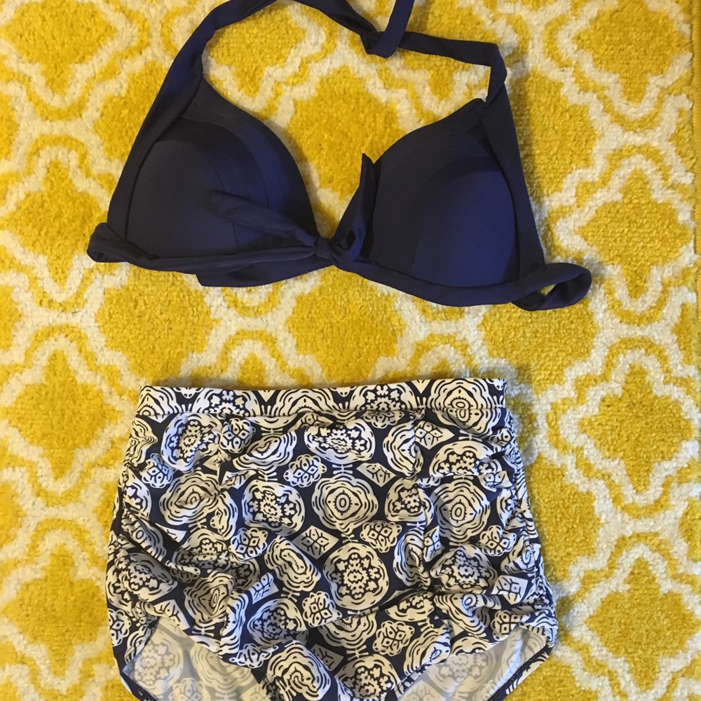 Vintage High-Waisted Two Piece Swimsuit